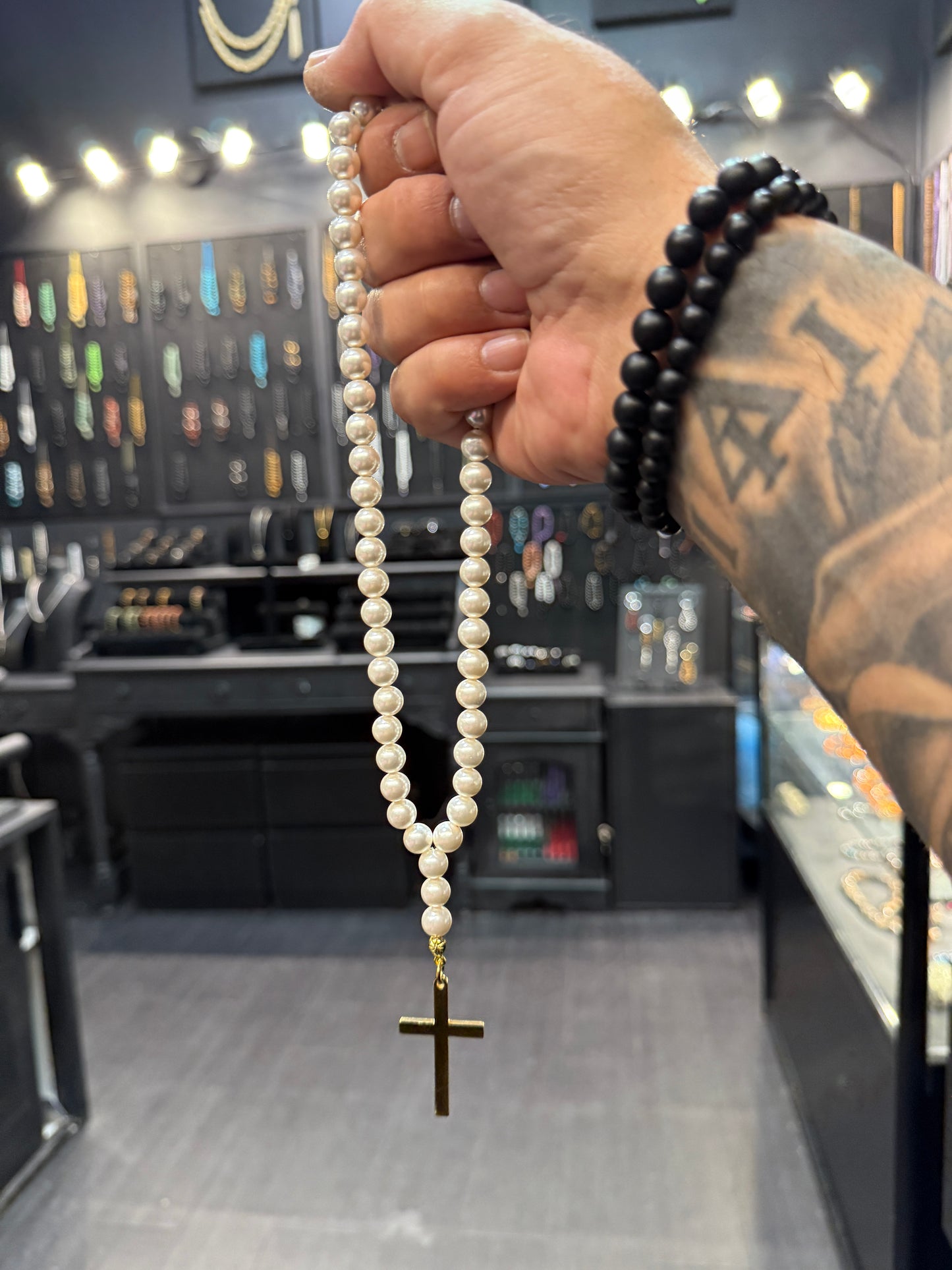 Mother of Pearl 50 Bead Orthodox Prayer Beads with Stainless Steel Cross