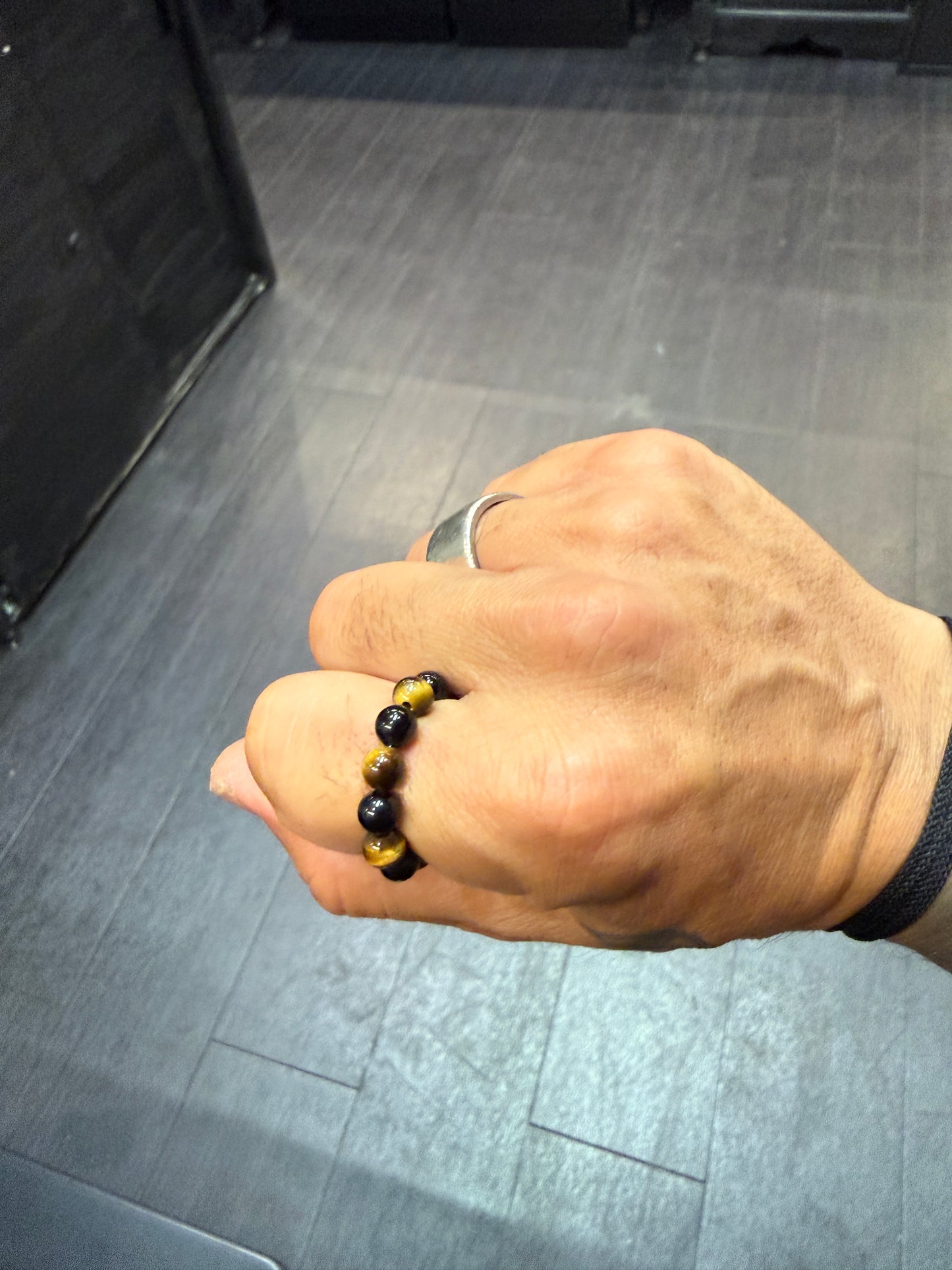 Onyx & Tigers Eye Worry Bead Ring / Anxiety Ring