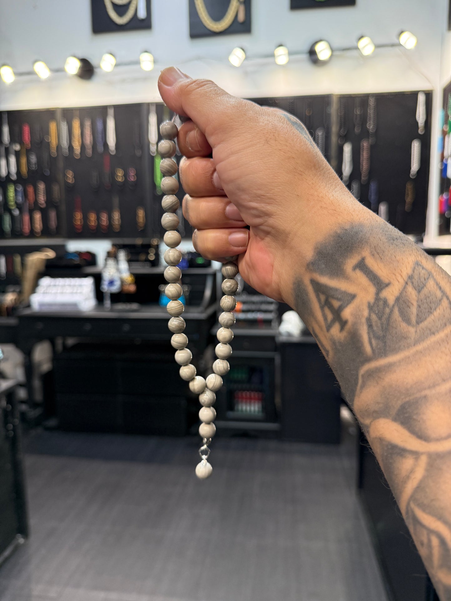 Silver Line Jasper 33 Bead Worry Beads