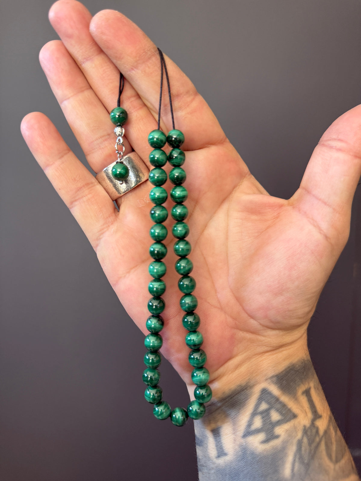 Malachite 33 Bead Komboloi / Worry Beads