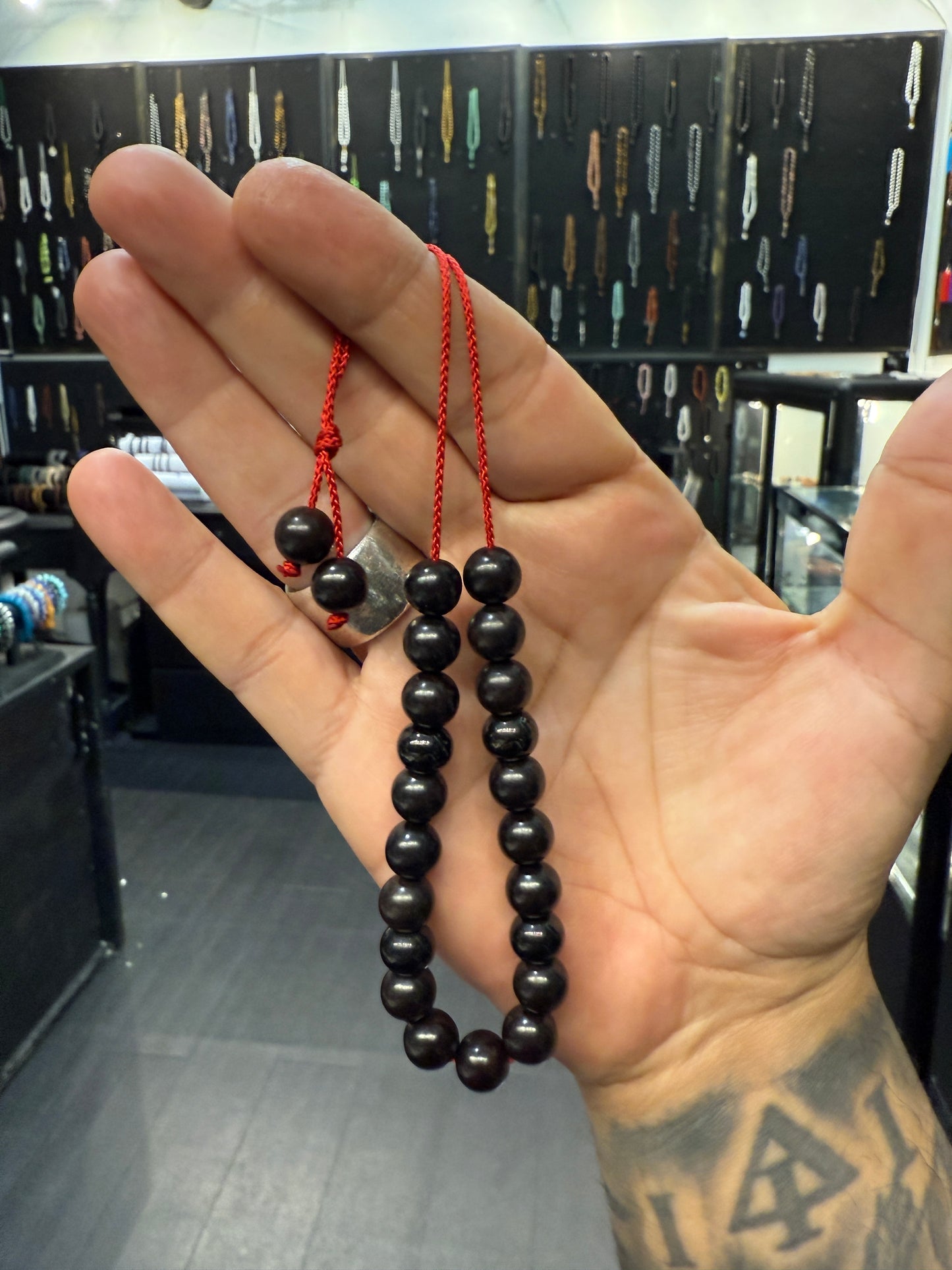 Ebony & Stainless Steel 21 Bead Komboloi / Worry Beads