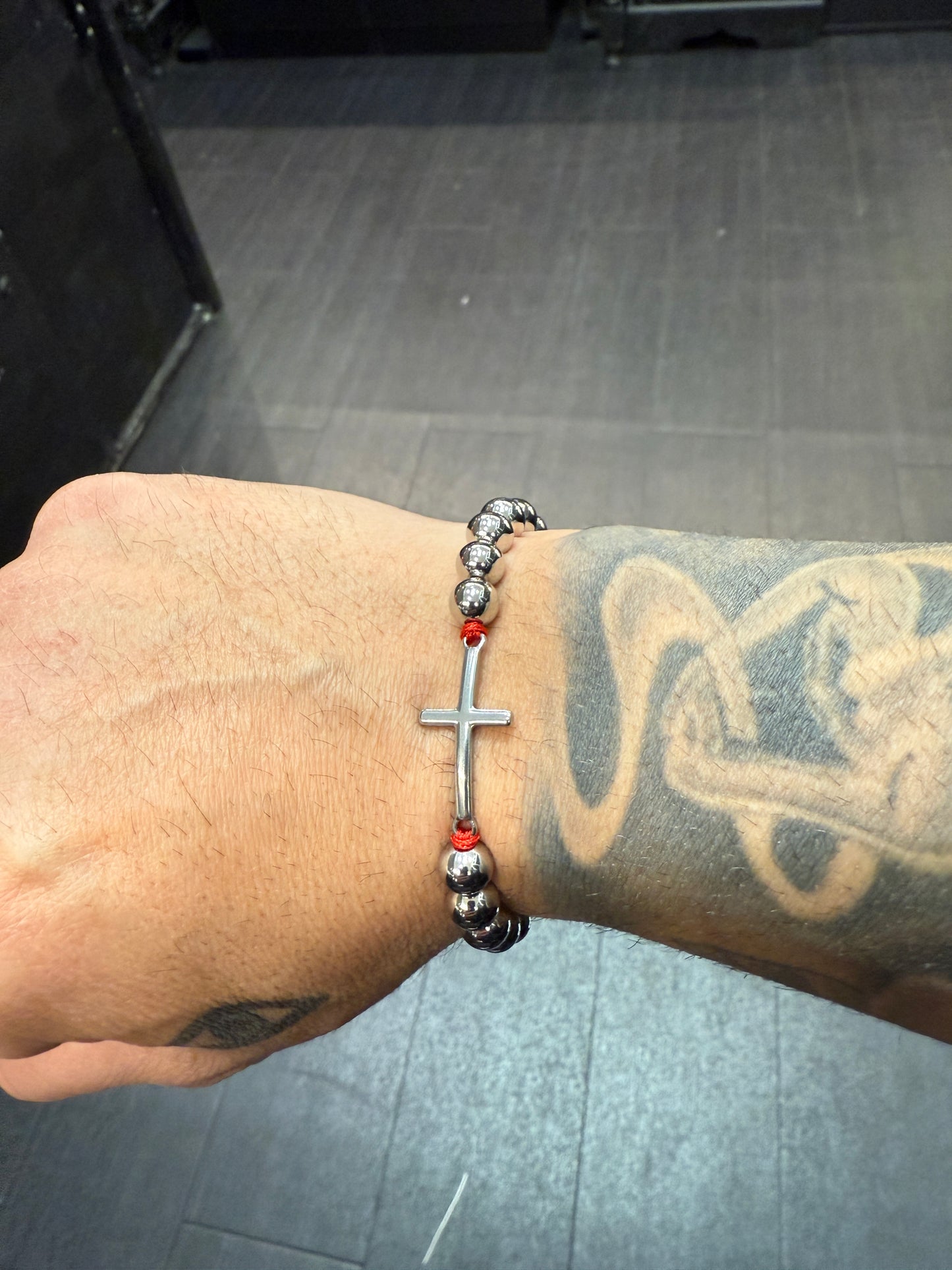 Stainless Steel & Stainless Steel Cross Protection Bracelet