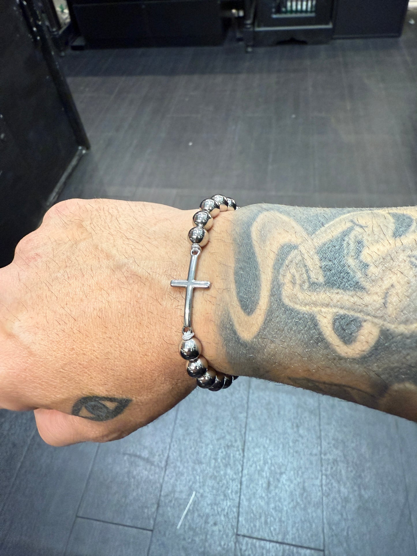 Stainless Steel & Stainless Steel Cross Protection Bracelet