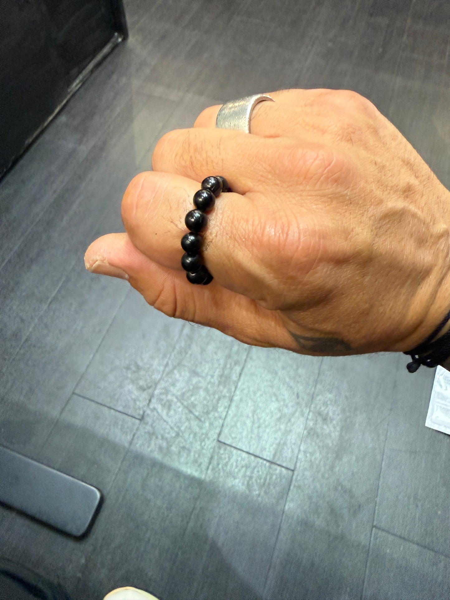 Onyx Worry Bead Ring / Anxiety Ring