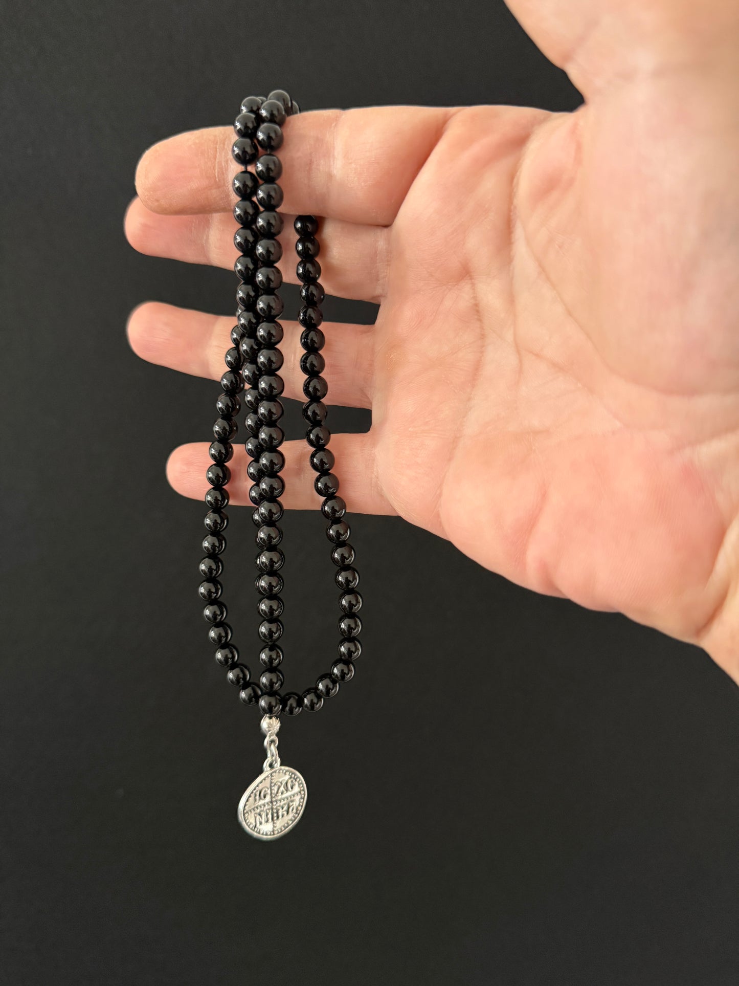 Onyx 100 Bead Orthodox Prayer Beads with IC XC NIKA