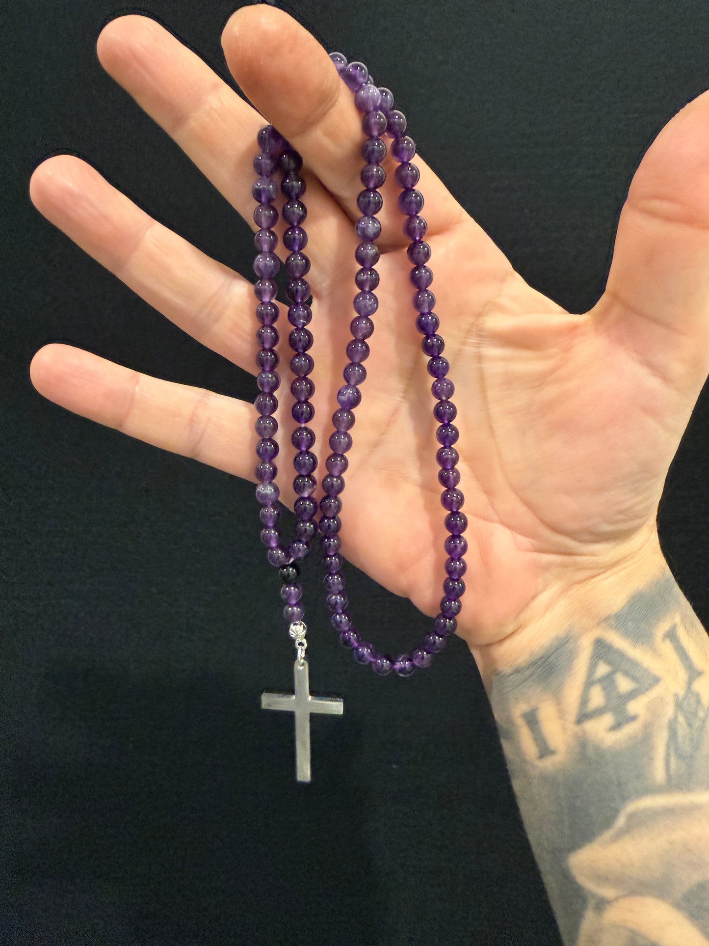 Amethyst 100 Bead Orthodox Prayer Beads with Stainless Steel Cross