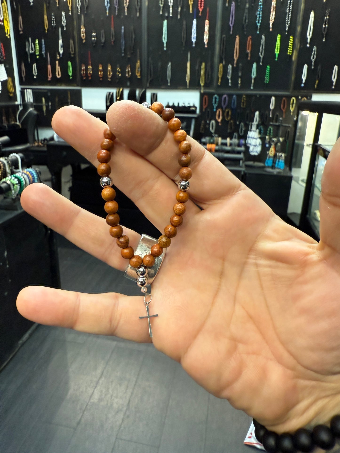 Rosewood Anglican Rosary Bead Bracelet