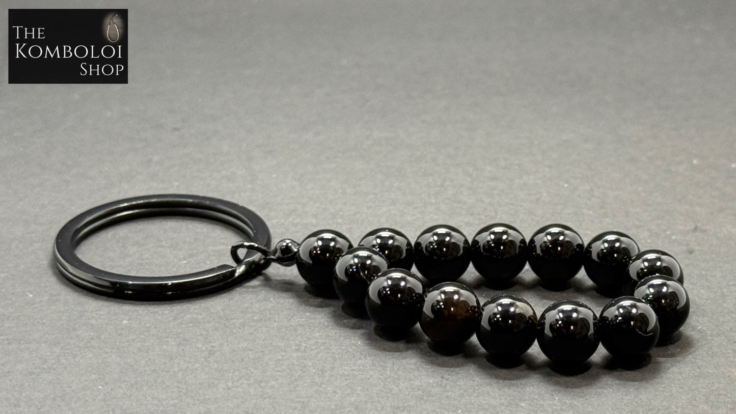 Onyx Komboloi / Worry Bead Keyring
