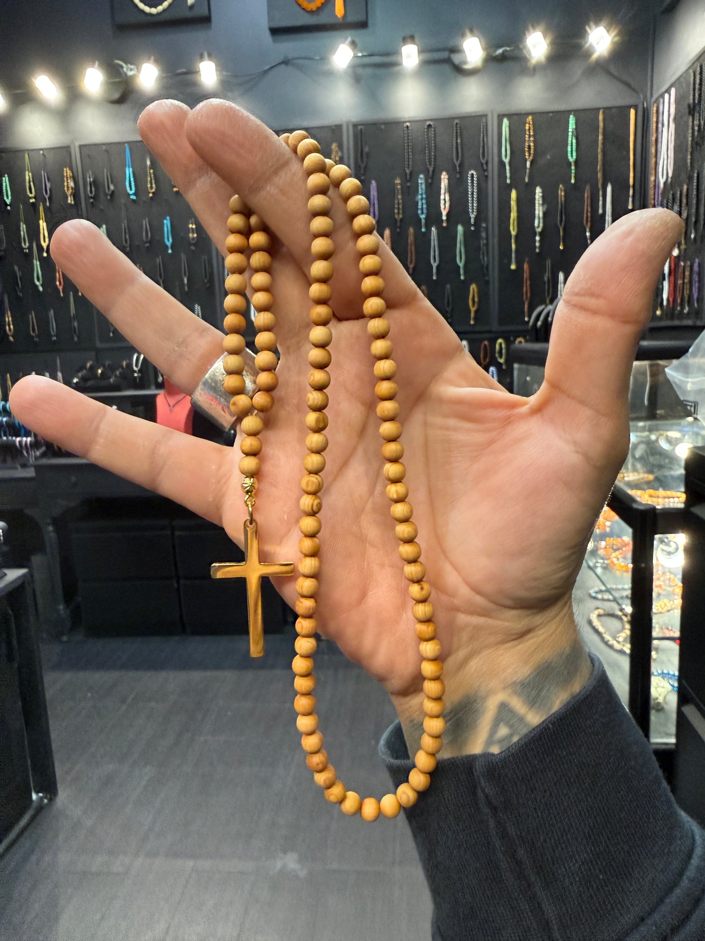 Pine 100 Bead Orthodox Prayer Beads with Stainless Steel Cross