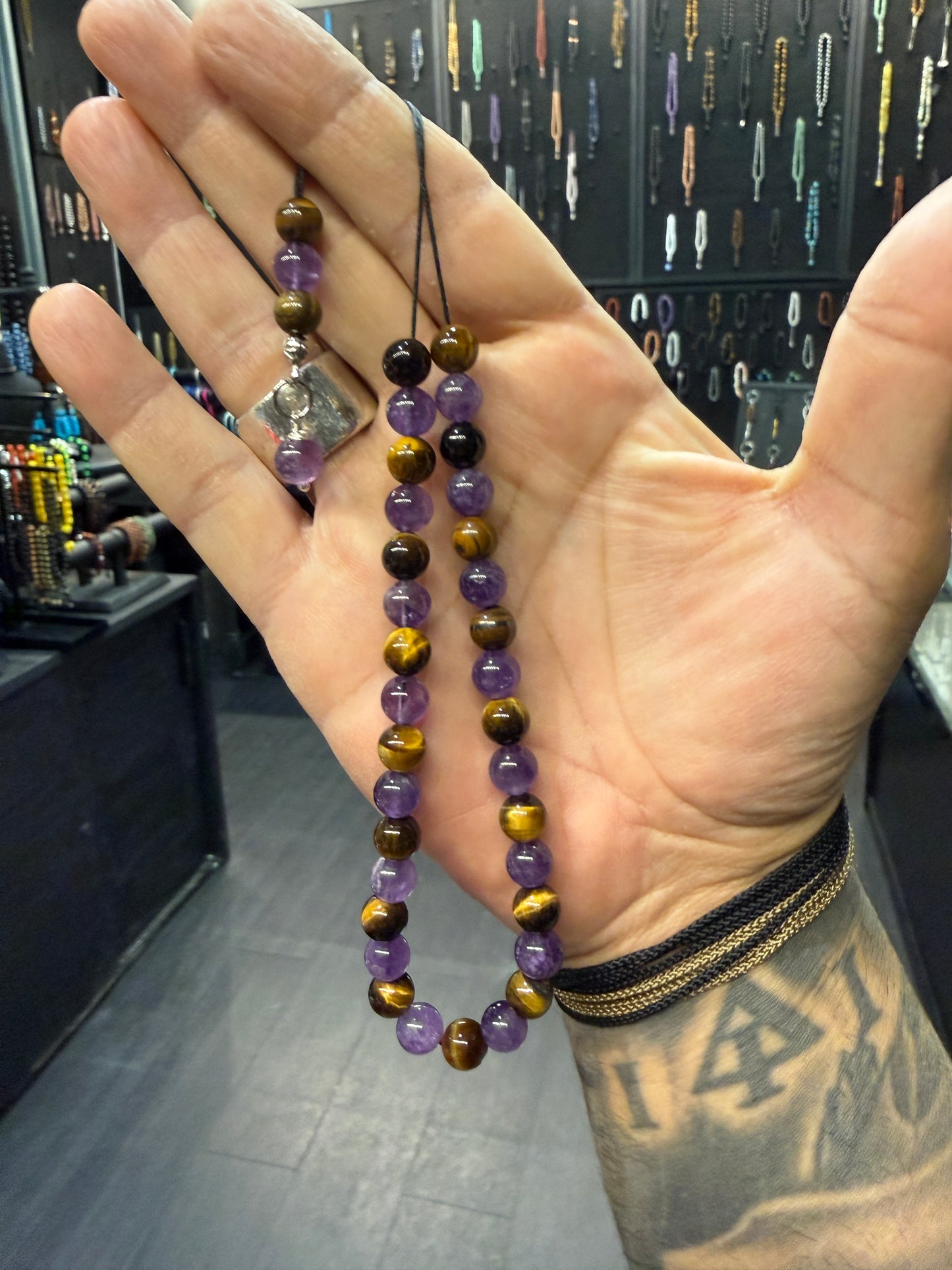 Amethyst & Tigers Eye 33 Bead Komboloi / Worry Beads
