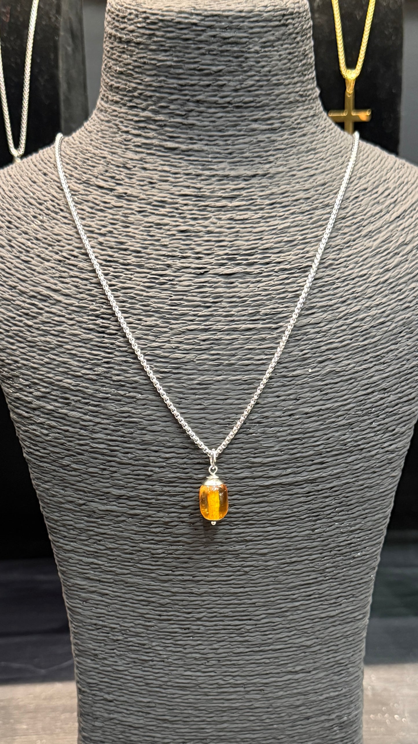 Baltic Amber & Stainless Steel Necklace