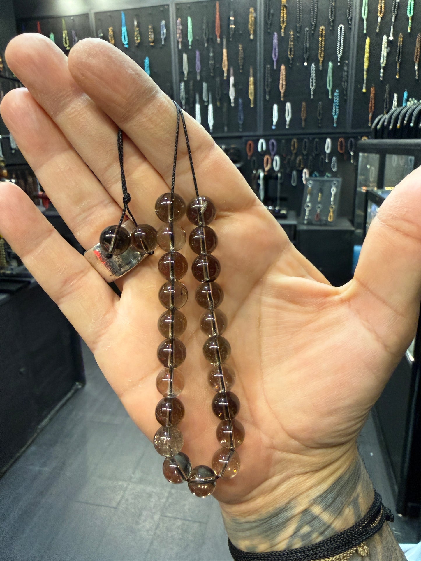 Smokey Quartz 21 Bead Komboloi