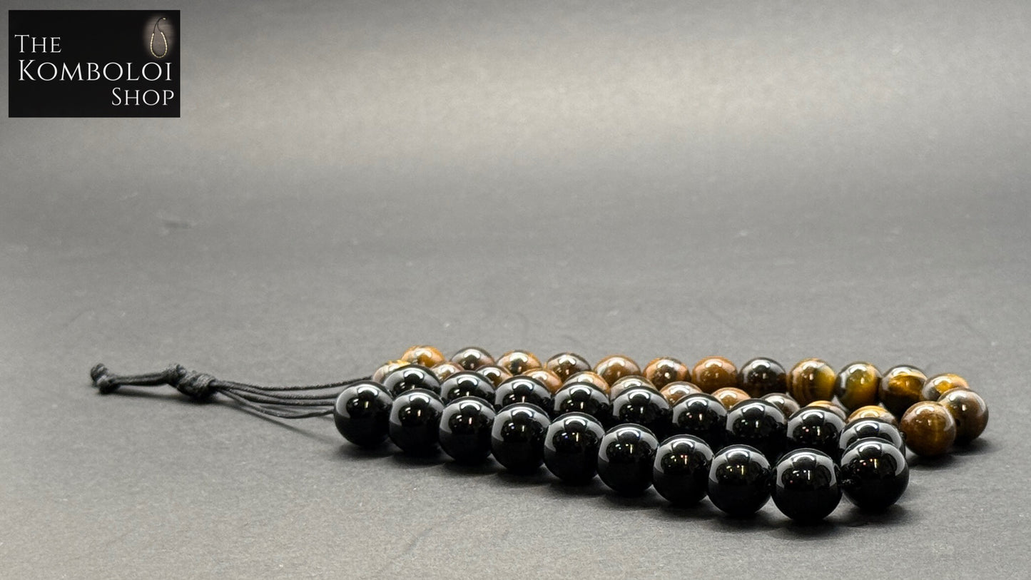 Onyx & Tigers Eye Komboloi / Worry Bead Bracelet - MK3 V2
