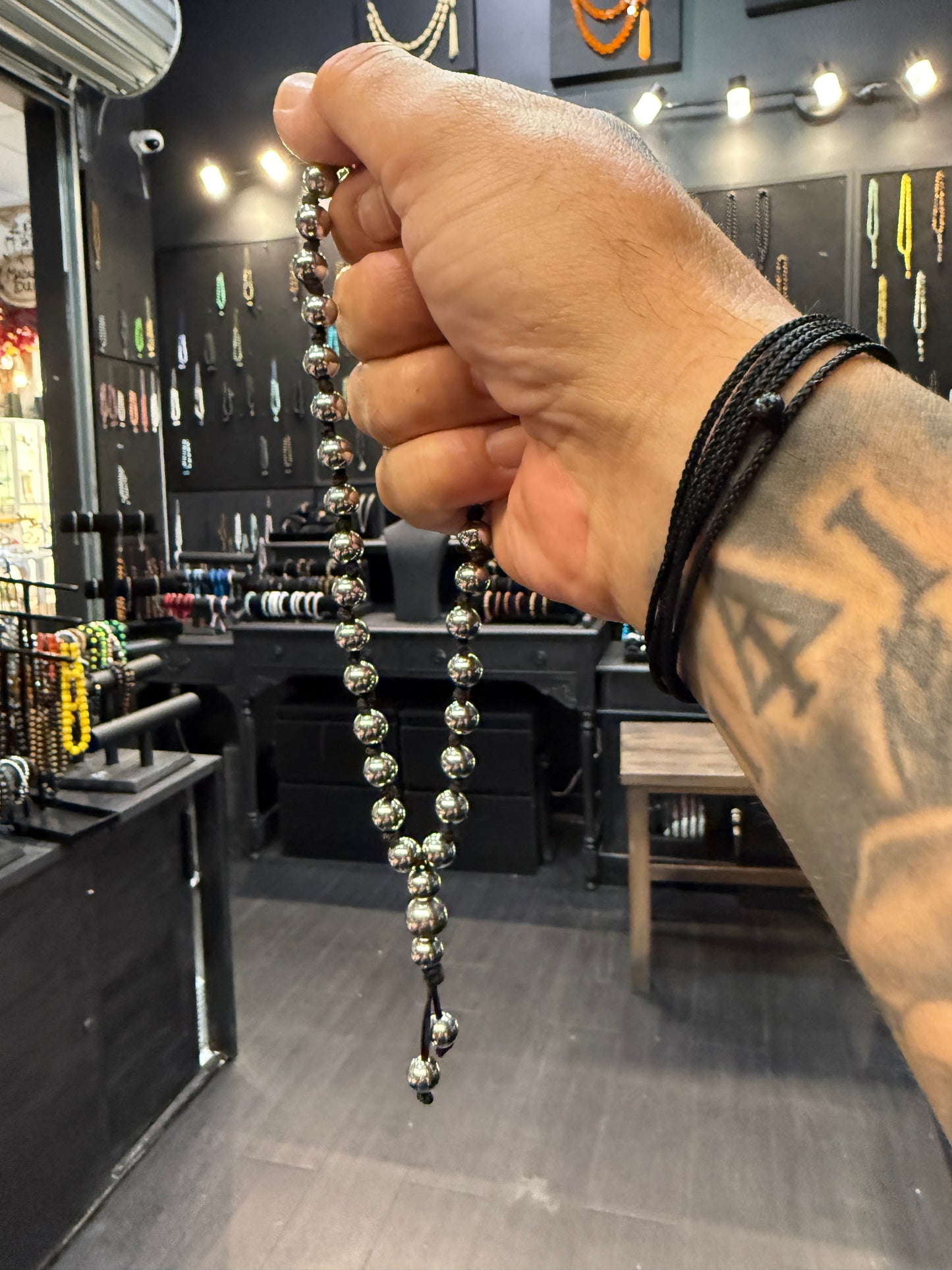 Stainless Steel 33 Bead Worry Beads w/Hand Knotted Knots