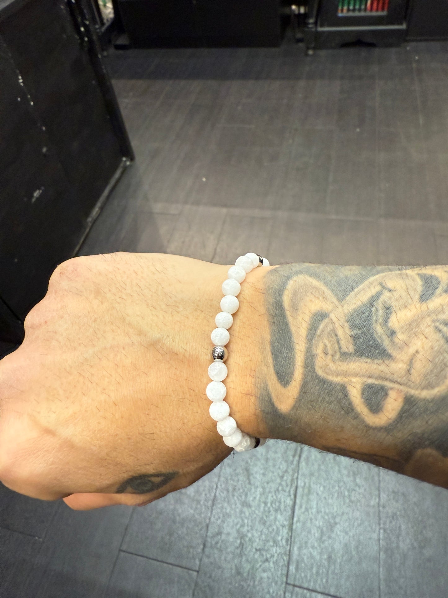 White Jade Anglican Rosary Bead Bracelet