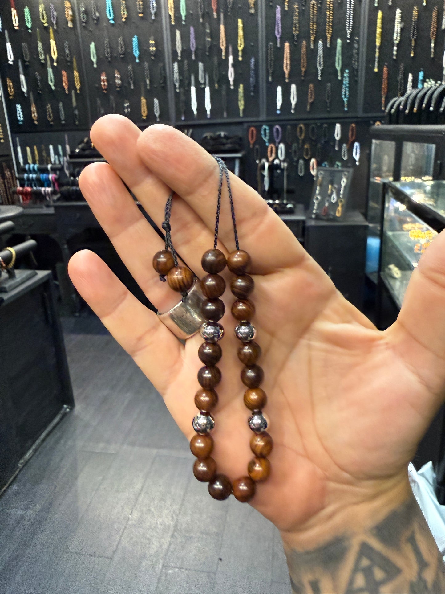 Rosewood & Stainless Steel Komboloi - Extreme Series (Kevlar)