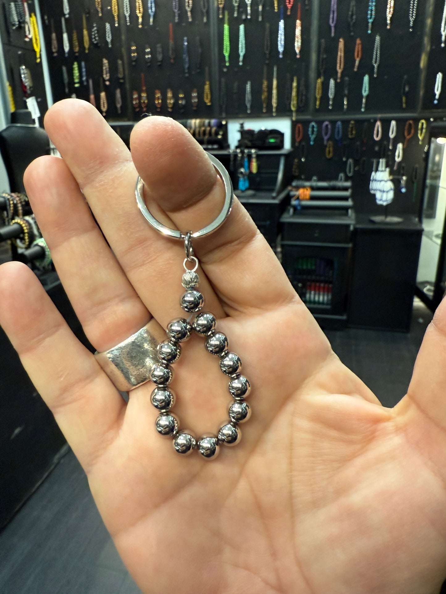 Stainless Steel Komboloi / Worry Bead Keyring