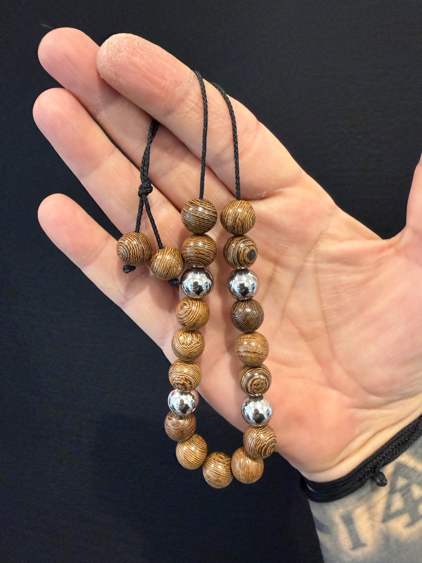 Wenge & Stainless Steel 19 Bead Komboloi / Worry Beads