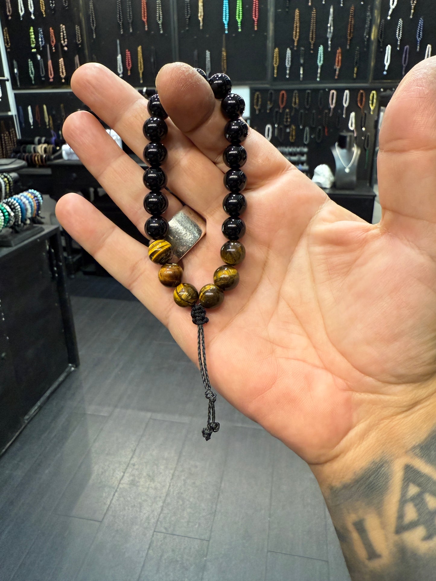 Onyx (Kevlar) & Tigers Eye Worry Beads - Extreme Series - Wearable MK3 (Short)