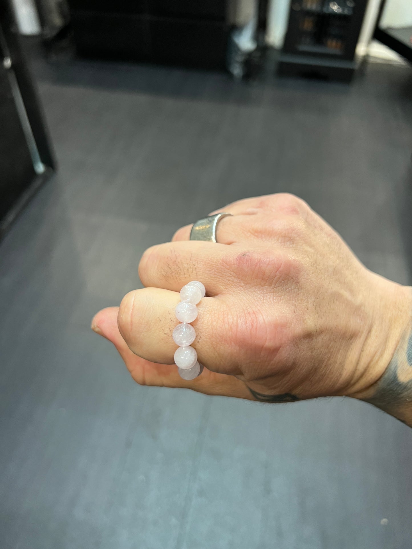 Rose Quartz Worry Bead Ring / Anxiety Ring MK2