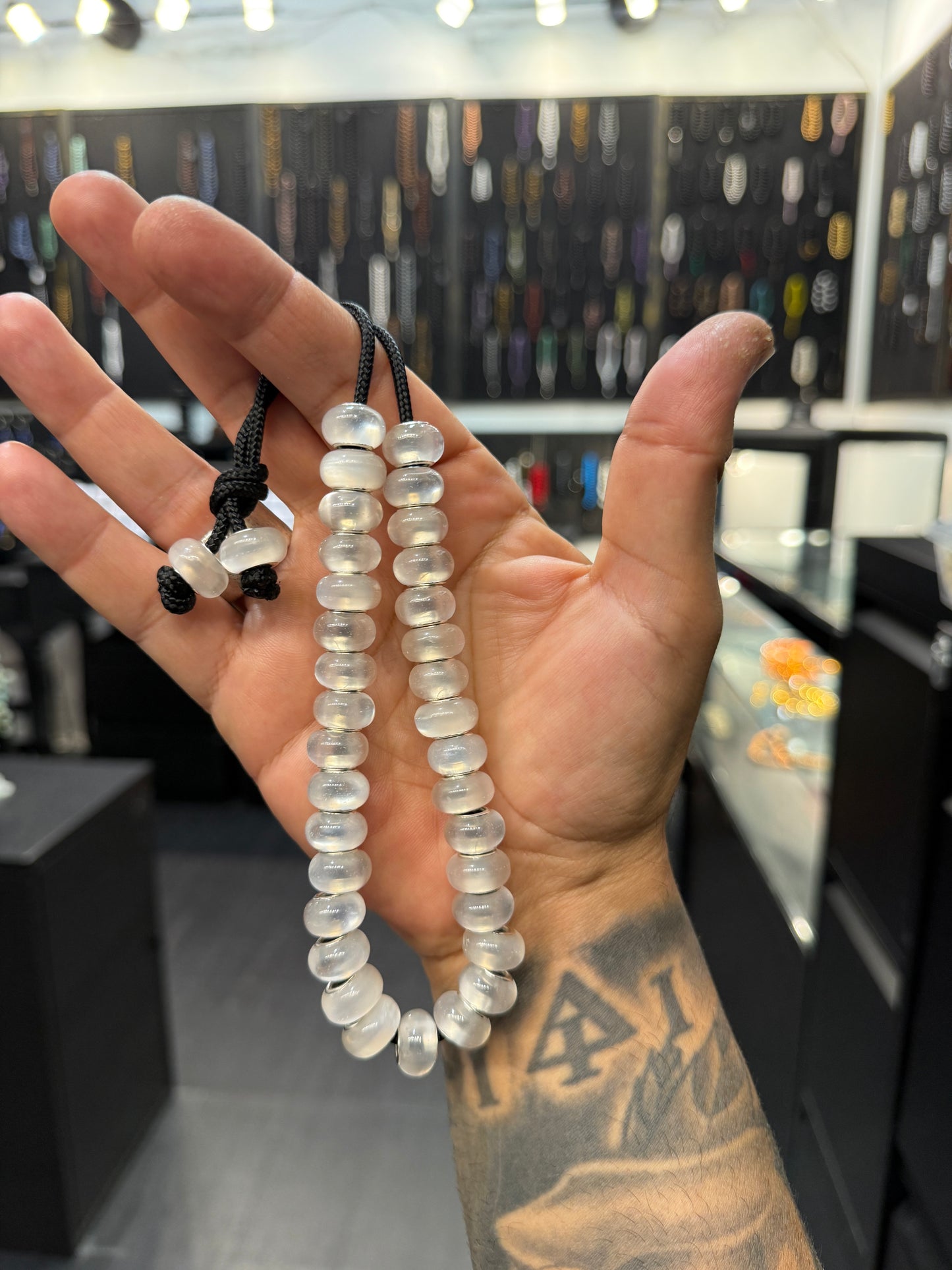 White_Brass_Core_Resin_33_Bead_Komboloi_Worry_Bead