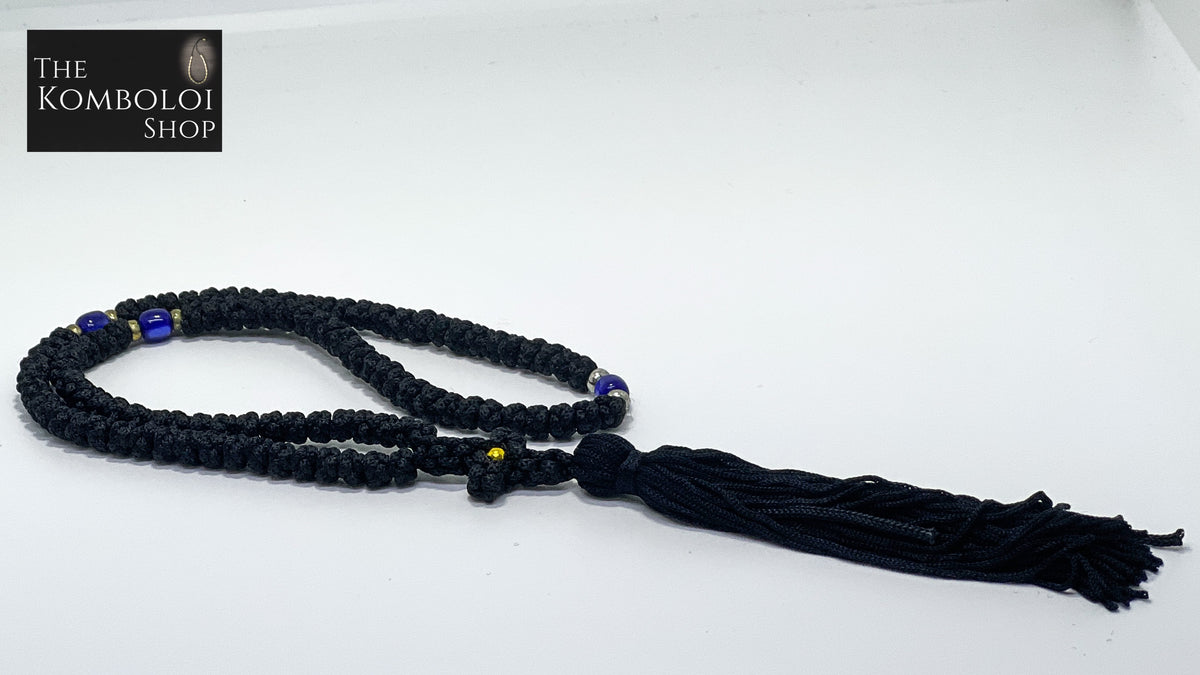 LIMITED EDITION: Christian 100-knot Prayer Rope & Prayer Rope Counter &  Handcrafted Pouch ǀ Large Knots ǀ 100% Organic Wool ǀ Black