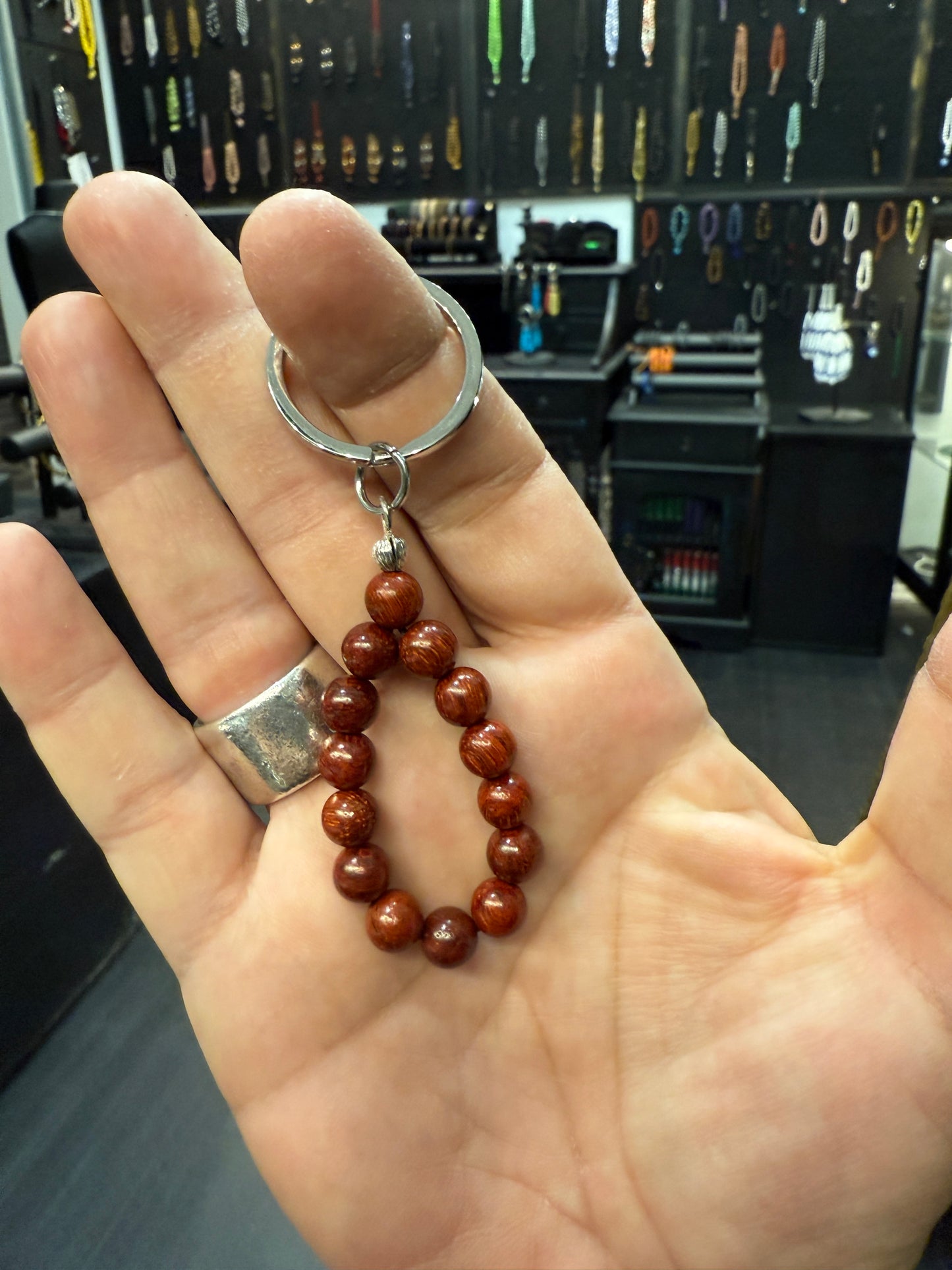 Rosewood Komboloi / Worry Bead Keyring
