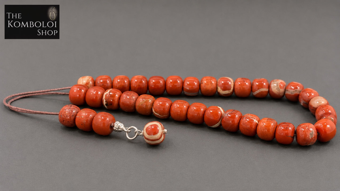 Red Jasper 33 Bead Komboloi / Worry Beads