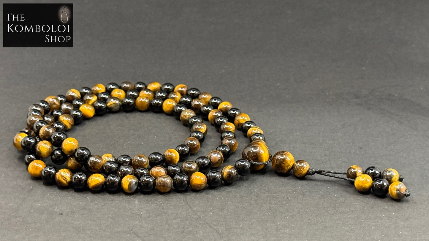 108 Bead Tigers Eye & Onyx Mala