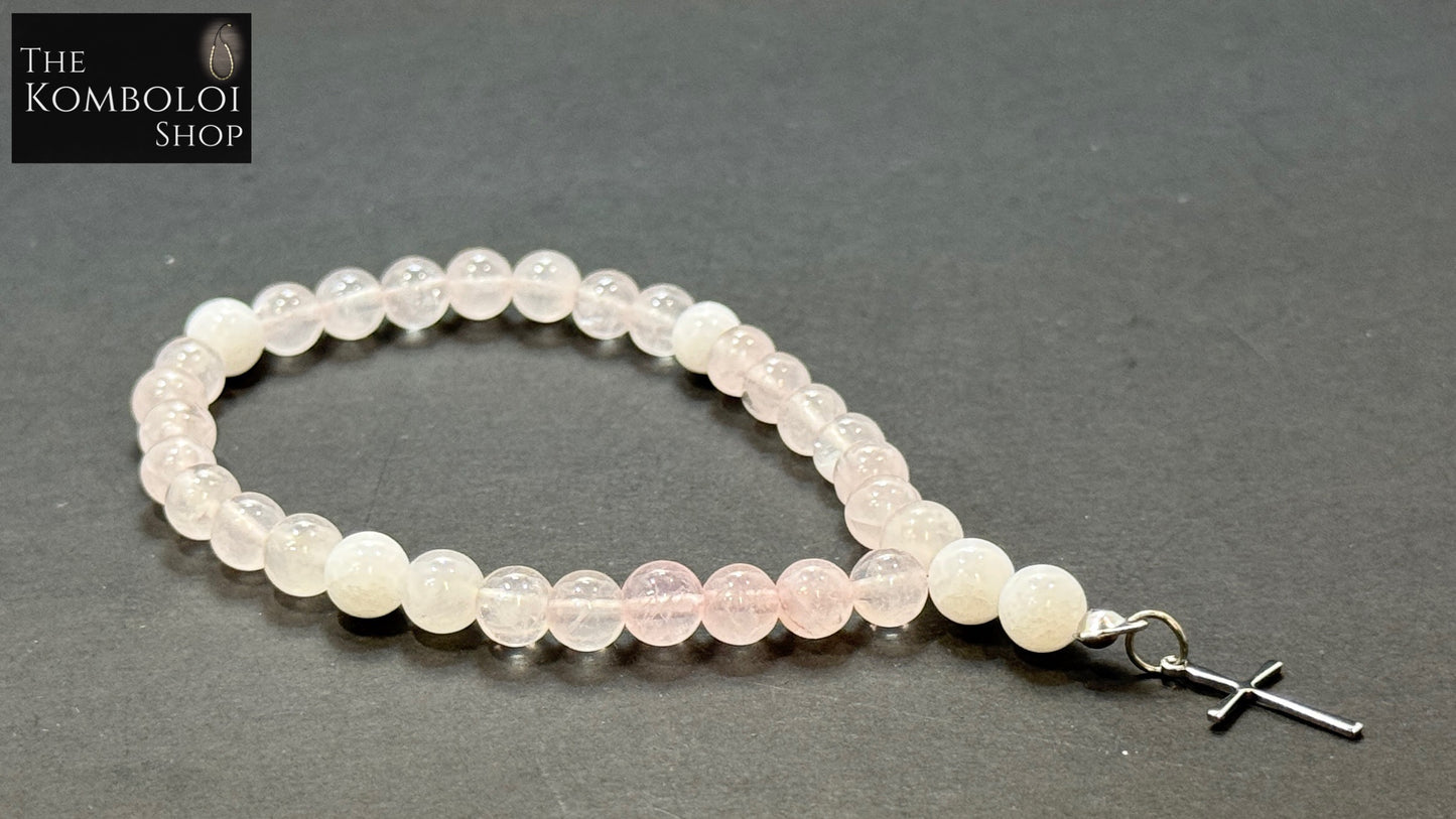 Rose Quartz Anglican Rosary Bead Bracelet