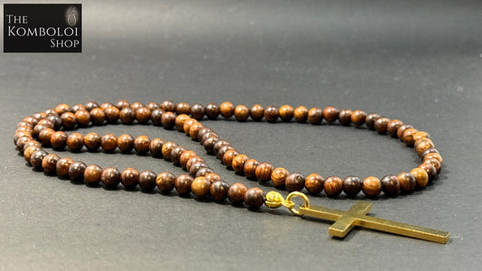 Rosewood 100 Bead Orthodox Prayer Beads with Stainless Steel Cross
