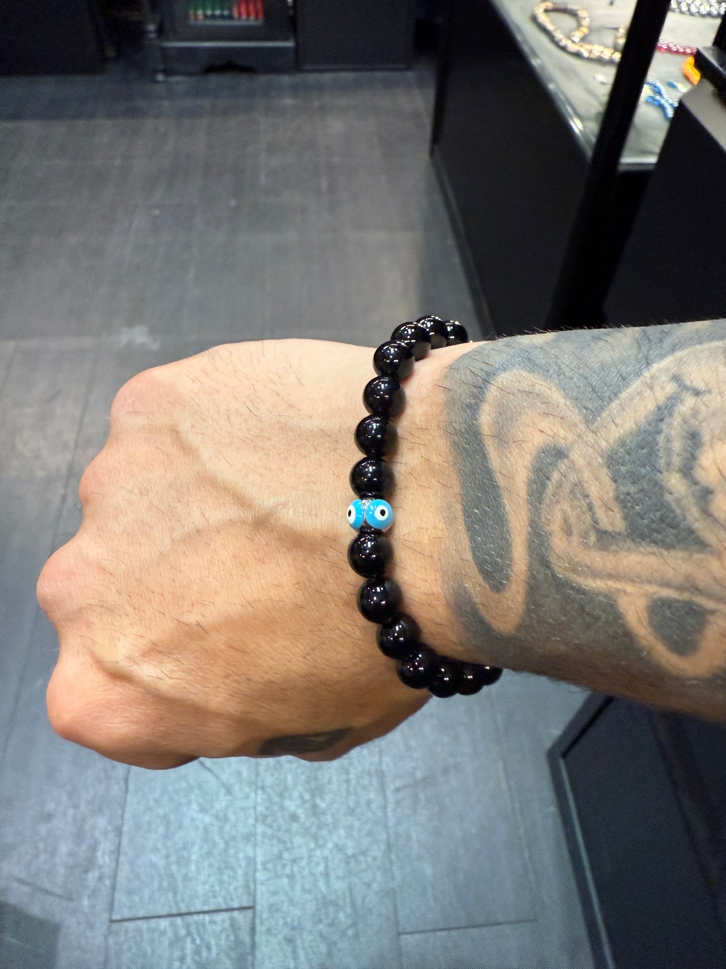 Onyx & Evil Eye Protection Bracelet