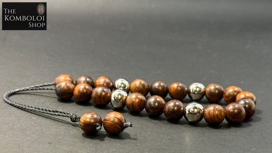 Rosewood & Stainless Steel Komboloi - Extreme Series (Kevlar)