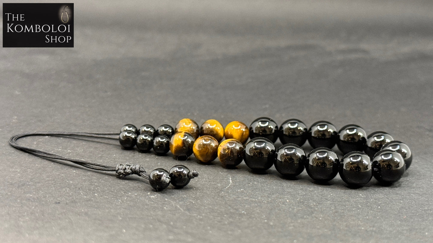 Cascading Onyx & Tigers Eye Worry Beads - Wearable MK3 (Long)