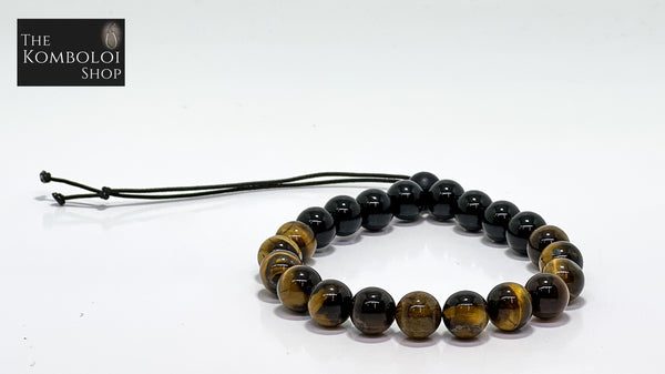 Onyx & Tigers Eye Worry Bead Bracelet (Long Tailed MK II)