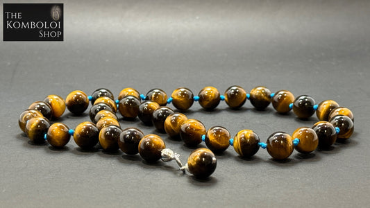 Tigers Eye 33 Bead Worry Beads w/Hand Knotted Knots