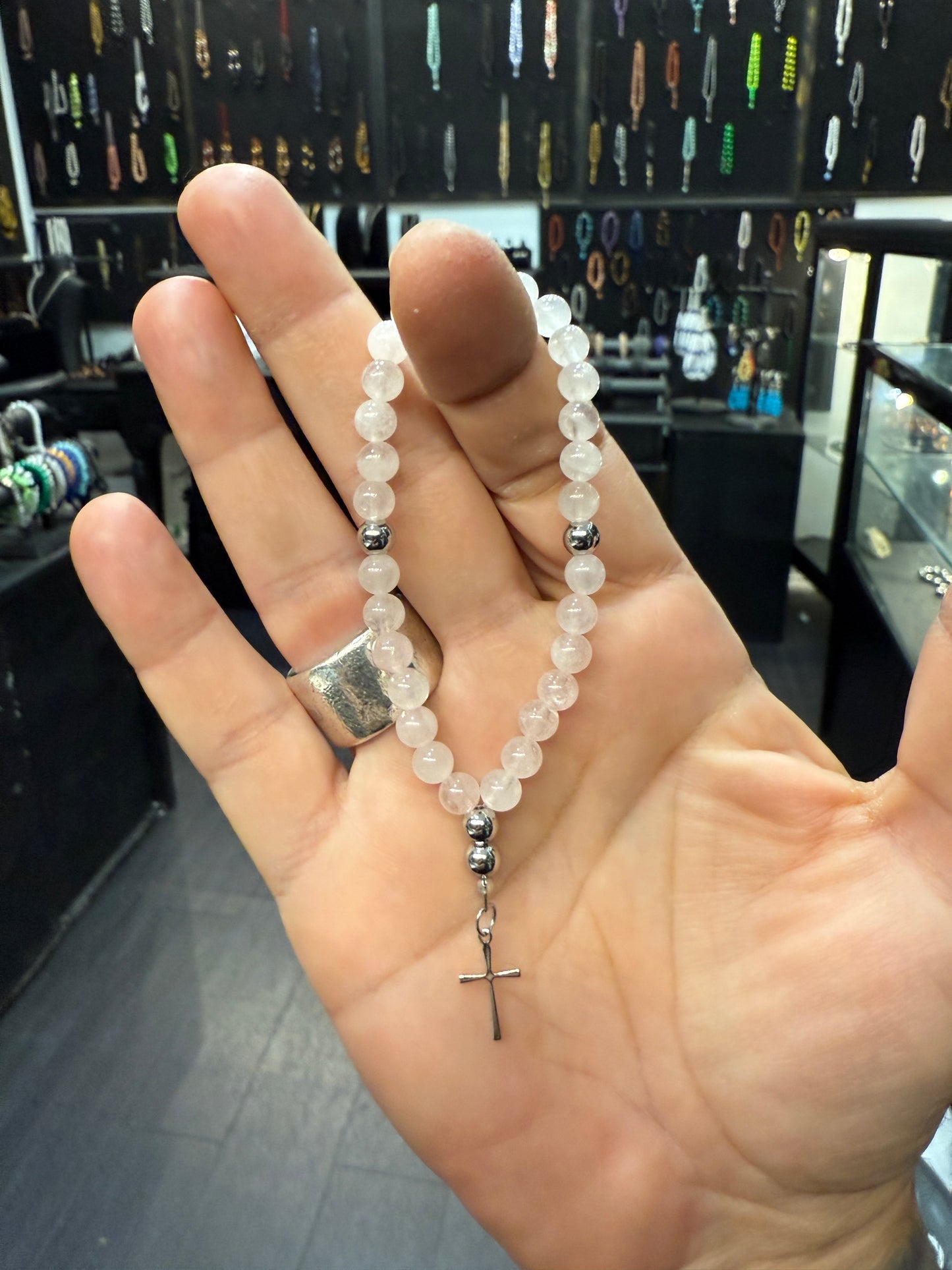 Rose Quartz Anglican Rosary Bead Bracelet