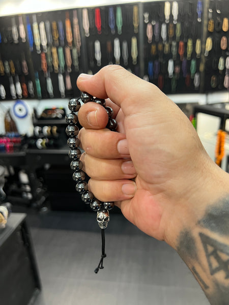 Hematite with Stainless Steel Skull Worry Beads - Xtreme Series - Wearable MK3 (Short)