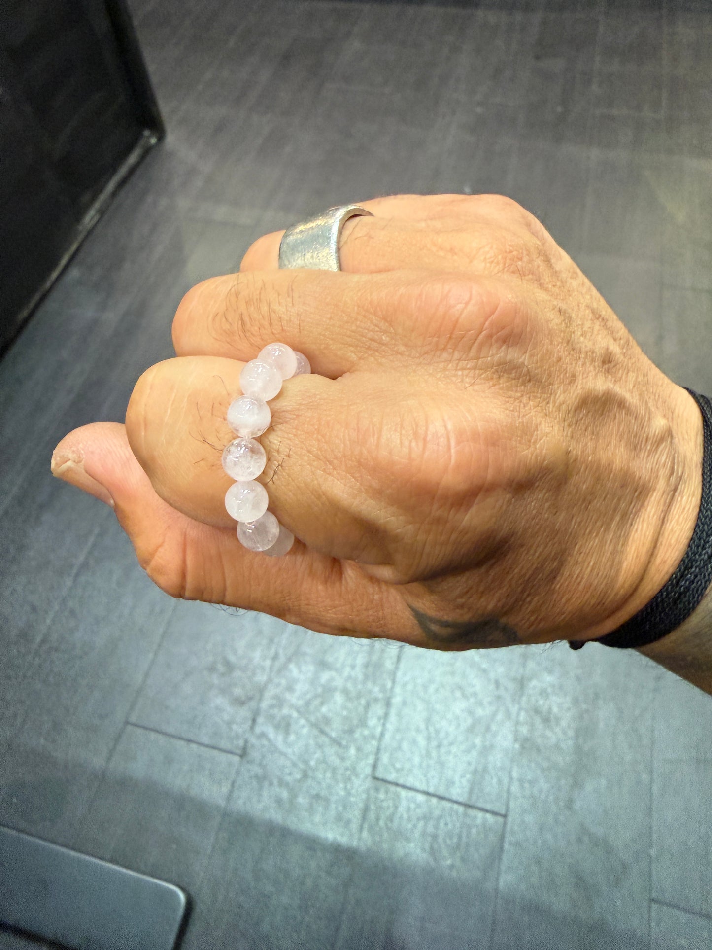 Rose Quartz Worry Bead Ring / Anxiety Ring