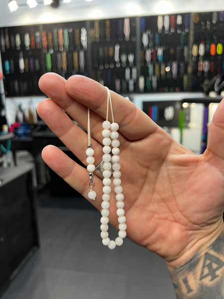 White Jade 33 Bead Mini Komboloi / Worry Beads