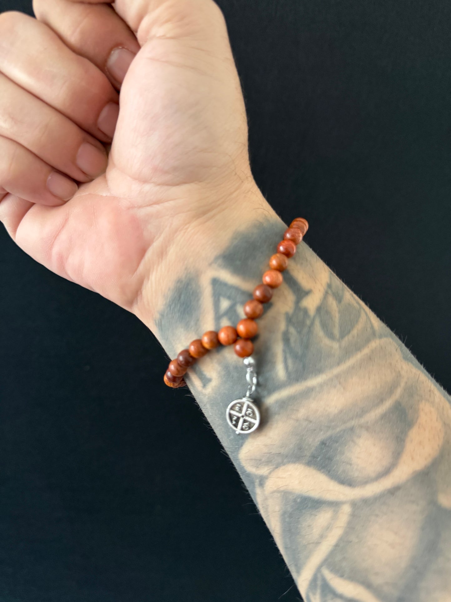 Burmese Rosewood 33 Bead Orthodox Prayer Bead Bracelet with ICXC NIKA