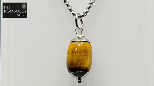 Tigers Eye & Stainless Steel Necklace