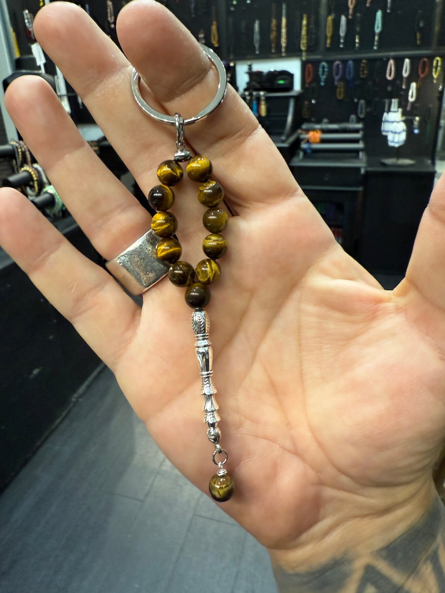Tigers Eye Mini Ottoman Masbaha Keyring