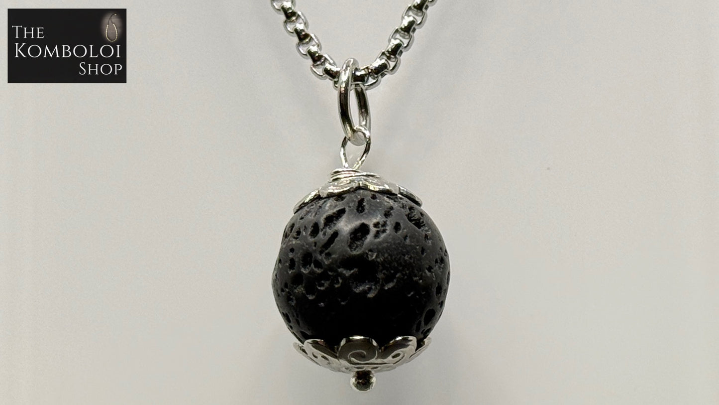 Volcanic Lava & Stainless Steel Necklace