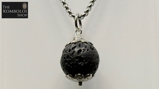 Volcanic Lava & Stainless Steel Necklace