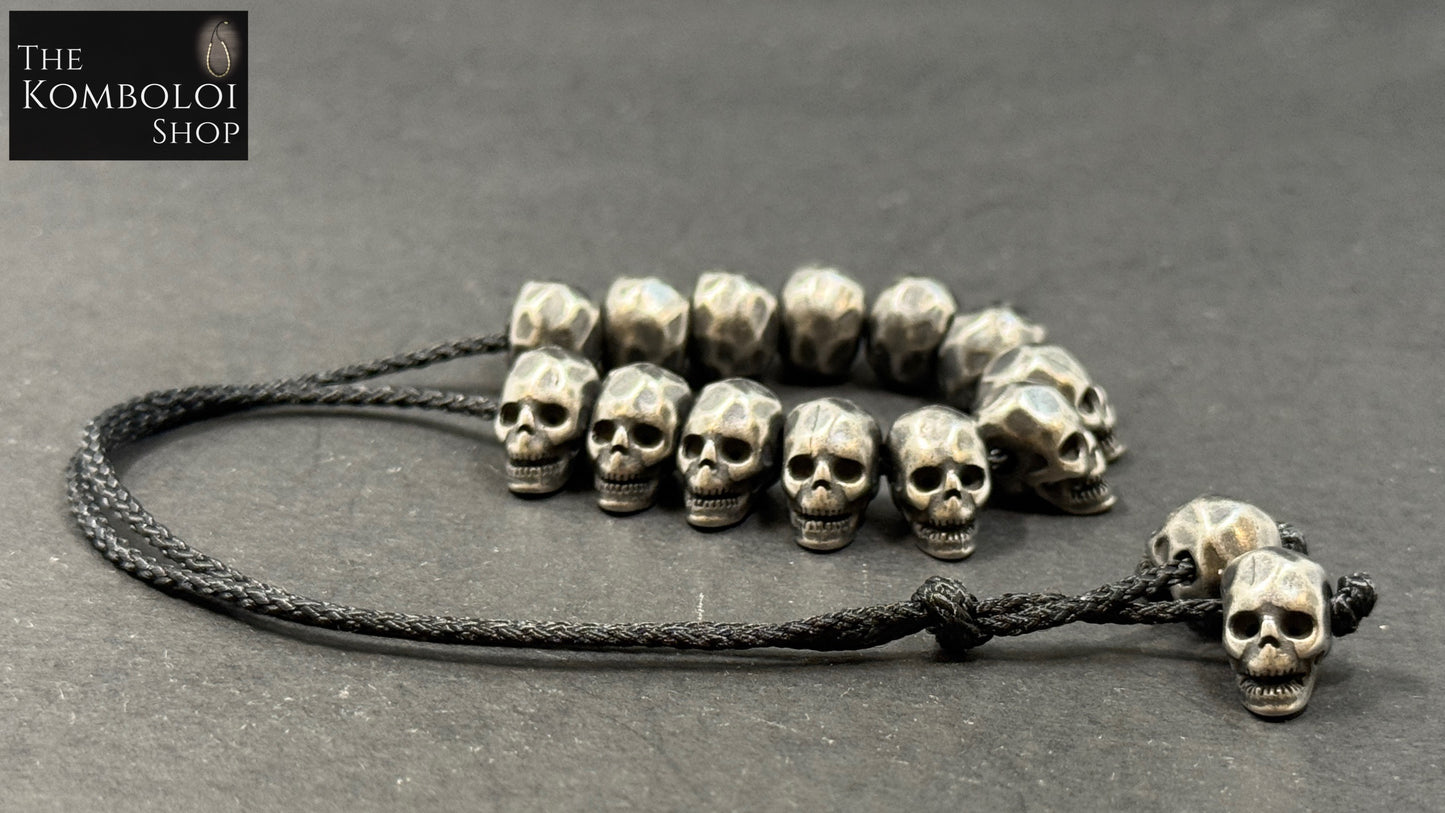 Stainless Steel Skull Lucky 13 Komboloi