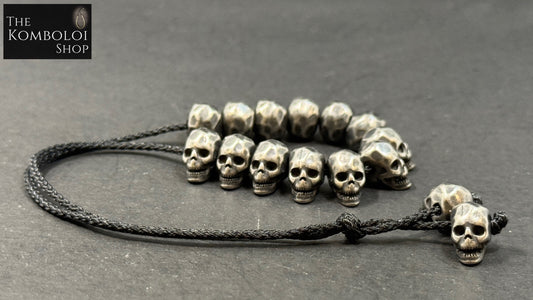 Stainless Steel Skull Lucky 13 Komboloi