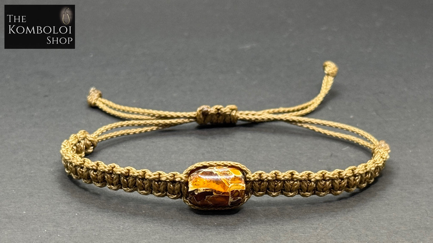 Mosaic Baltic Amber Hand Made Single Stone Bracelet