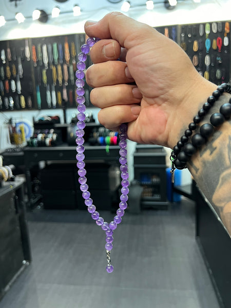 Amethyst 50 Bead Orthodox Prayer Beads with Stainless Steel Cross