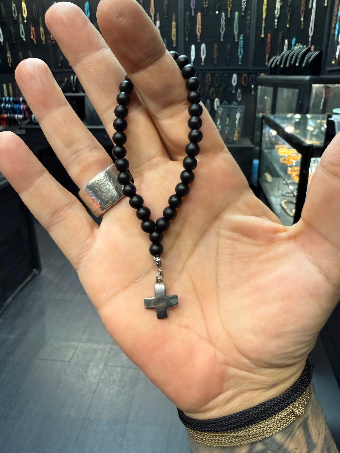 Matte Onyx Anglican Rosary Bead Bracelet